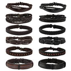 MILAKOO 12 Stück braun & schwarz Kunstleder Armbänder für Männer Frauen Manschette Wrap Armbänder von MILAKOO