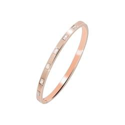 MILAKOO 4mm Damen Armreif aus Edelstahl und Zirkonia Stilvolles und Hübsches Armband mit Verschluss (Roségold) von MILAKOO