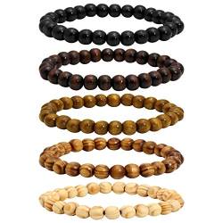 MILAKOO 5 Stück 8mm Holzperlen Armband für Männer Buddha Armband elastisch von MILAKOO