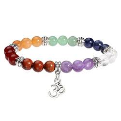 MILAKOO 7 Chakra Perlen Armband mit Om Symbol Anhänger Yoga Bettelarmband für Frauen Männer von MILAKOO