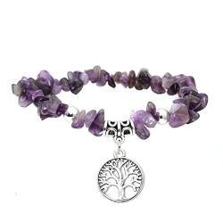 MILAKOO Amethyst Edelsteine Armband Damen Lebensbaum Armband Damen 7 chakra armband von MILAKOO