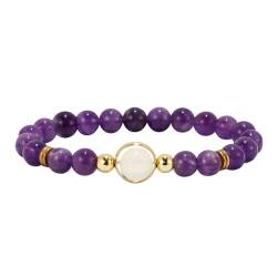 MILAKOO Amethyst armband mit Glanz für Damen Natur edelstein Armband lila Kristall Armband Frau von MILAKOO