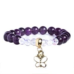 MILAKOO Amethyst armband mit Schmetterling Damen Natur edelstein Armband lila Kristall Armband Frau von MILAKOO