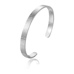 MILAKOO Ayatul Kursi Armband 6mm Edelstahl Muslim Koran Allah Armbänder Islamischen Armreif für Eid Oval Verstellbar Open Bangle für Frauen Männer von MILAKOO