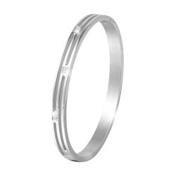 MILAKOO Damen Armreif Edelstahl Zirkonia Armband 6mm Breit mit Verschluss Armreif (Silber) von MILAKOO