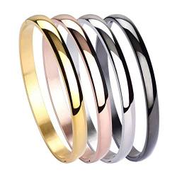 MILAKOO Damen Set mit 4 Silber/Gold/Roségold Edelstahl Armband Armreif Set 6mm von MILAKOO