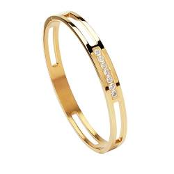 MILAKOO Edelstahl Armreif für Damen Armband mit Zirkone silber rosagold gold schwarz 6mm/8mm von MILAKOO