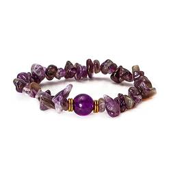 MILAKOO Edelstein Armband Damen Natürliches 7 Chakra Armband Heilenarmband Energie Armband Amethyst von MILAKOO