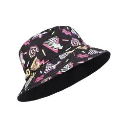 MILAKOO Fischerhüte Bucket Hat Retro 80er 90er Jahre Stil Modische Festivalhut Fischerhut Unisex Reversibel Anglerhut Doppelseitig Sonnenhut von MILAKOO