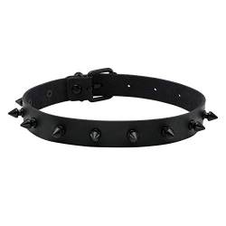 MILAKOO Frauen männer Coole Punk Goth Metal PU Leder Kragen Choker Halskette (schwarz) von MILAKOO