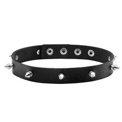 MILAKOO Frauen männer cool Punk Goth Metal Spike besetzt link Leder Kragen Choker Halskette (schwarz) von MILAKOO