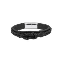 MILAKOO Herren Schwarz Lerderarmband Armreif Geflochten Breites mit Edelstahl Magnet Verschluss Geschenk für Freund Ehemann Papa Bruder Sohn von MILAKOO