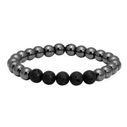 MILAKOO Mens Womens 8mm Hämatit Perlen Armband für Yoga Heilung Lava Rock Perlen Armband elastisch von MILAKOO