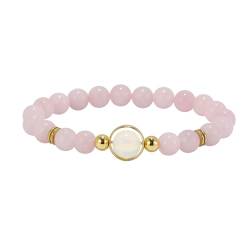 MILAKOO Rosenquarz armband mit Glanz Anhänger Natur edelstein Armreif Rosa Kristall Armband Damen von MILAKOO