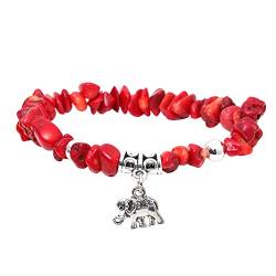 MILAKOO Rote Achat Edelsteine Armband Damen Elefant Armband Damen 7 chakra armband Armreif von MILAKOO
