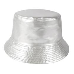 MILAKOO Unisex Leder/Baumwolle Eimer Hut für Frauen Reversible Cap Solid Silber Farbe Hiphop Kopfbedeckung von MILAKOO