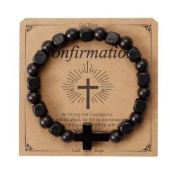 MILAKOO auf Ihre Konfirmation Religiöse inspirierende Karte Unisex Sandelholz Stretch Link Armband von MILAKOO