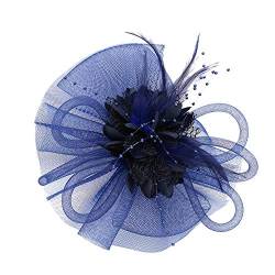 Fascinator Damen Women's Cocktail Fascinators Rhinestone Veil Hair Clip Headband Flower Feather Tea Party Women Girls Hair Clip Fascinator Hair Clip von MILAX