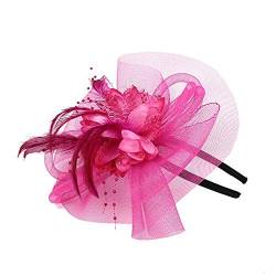 Fascinator Schwarz Women's Mesh Feathers Clip Rhinestone Veil Hair Clip Headband Frauen Feder Fascinator Hut Bridal Wedding for Dress Party Cocktail von MILAX