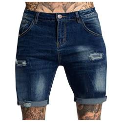 Herren Gerade Bermuda Jeans Denim Sommer Shorts Männer Zerrissene Jeans Kurze Hosen Slim Fit Kurze Hosen Jeans Shorts Sommer Freizeit von MILAX