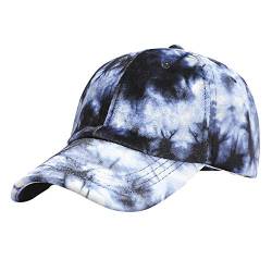 Hippie-Batik-Mütze Bedruckt Bunt Sommer Cool Visor Cap Damen Baseball Cap mit Batik Muster Klettverschluss Verstellbar Batic Dye Baseball Cap von MILAX