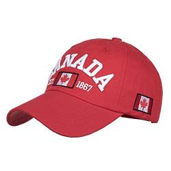 MILAX Baseball Cap, Unisex Baseball Kappen Baseball-Mütze Canada-Flagge Baumwolle Baseballkappe Ahornblatt Bestickt Herren Damen Verstellbar Papa Hut von MILAX