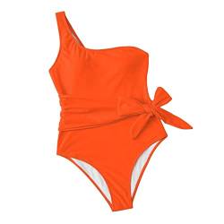 MILAX Damen One Shoulder Einteiliger Badeanzug Hohe Taille Bademode Strandkleidung Bauchweg Monokinis Eine Schulter Swimsuit Blickdicht Strandmode von MILAX