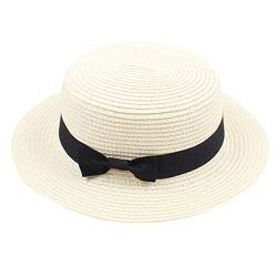 MILAX Damen Sonnenhut Faltbarer Partyhut Stroh Hut Schleife Glocke Strohhut Herren & Damen Sonnenhut mit Ripsband Fedora-Kappe Breite Krempe von MILAX