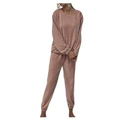 MILAX Lounge Wear Women Pyjama - Women's Winter Fleece Warm Pyjamas Long Flanell Mit Langarm Oberteile Und Pyjamahose Thickened Warm Flannel Long Pyjama Set von MILAX