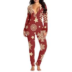 MILAX Women's Sexy Butt Button Back Flap Pyjamas,Comfy Sleepwear Jumpsuit with Functional Buttoned Flap Jumpsuit Women's Sexy Long Plain Pyjamas Slim Long Sleeve Pyjamas von MILAX