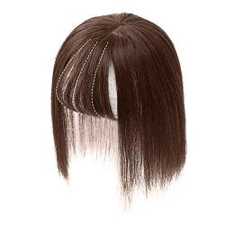 Remy-Echthaar-Haarteile mit Luftknall, zum Anklippen, für Damen Glattes Remy-Echthaar-Haarteil mit Seidenbasis für Frauen, Clip-in-Haarteile von MILAX