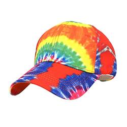 Unisex Low Profile Batic Dye Baseball Cap Bunter Batik Baseballmützen Sonnenblenden Mütze mit Schirm Bequeme Einstellbar Atmungsaktive Batikkappen von MILAX