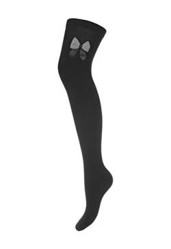MILENA Überkniestrümpfe mit schwarzer Schleife Sinnliche Socken für jeden Anlass, mehrere Farben, warm und modisch, tolles Geschenk für Frauen jeden Alters und Stils, Schwarz 2 von MILENA PEŁNA SWOBODA RUCHU