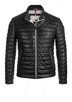 MILESTONE Herren Lederjacke Steppjacke Tereno Schwarz Stehkragen Echtes Leder Gr. 46-62 (56, Schwarz) von MILESTONE