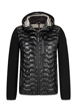 MILESTONE MS-Darwin Herren Lederjacke Hybrid Steppjacke mit abnehmbarer Kapuze (as3, numeric, numeric_48, regular, regular, Schwarz, Regular) von MILESTONE