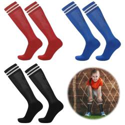 MILIAFLICK 3 Paar Fußball socken Kinder Kniestrümpfe Sportsocken Fußball Socken Unisex Sportsocken Trainingssocken Elastische Socken für Jungen und Mädchen von 5-12 Jahren für Fußballtraining von MILIAFLICK