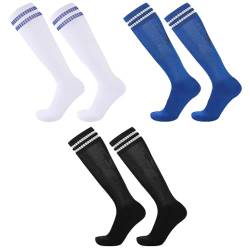 MILIAFLICK 3 Paar Fußballsocken Kinder Unisex Kniestrümpfe Sportsocken Kinder Elastische Socken Fußball Socken Lang Jugend Trainingssocken Elastische Socken für Jungen und Mädchen von 5-12 Jahren von MILIAFLICK