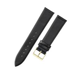 Jeniko Echtes Leder, Ultradünn, Weich, Kompatibel Mit DW, Kompatibel Mit CK, Kompatibel Mit Longines, Herren Und Damen, Blau, Weiß, Braun, Uhrenzubehör, Armband, Uhrenarmband ( Color : Black-gold-K1 , von MILNBJK