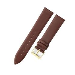 Jeniko Echtes Leder, Ultradünn, Weich, Kompatibel Mit DW, Kompatibel Mit CK, Kompatibel Mit Longines, Herren Und Damen, Blau, Weiß, Braun, Uhrenzubehör, Armband, Uhrenarmband ( Color : Coffee-Gold-K1 von MILNBJK