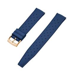 Jeniko Hochwertiges Fluorkautschuk-Tropic-Uhrenarmband, 18 Mm, 20 Mm, 22 Mm, For Neue FKM-Uhrenarmbänder For Herren-Taucheruhren (Color : Blue Gold, Size : 22mm) von MILNBJK