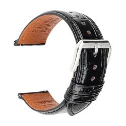 Jeniko Mode Braun Schwarz Leder Uhrenarmband 18mm 20mm 22mm 24mm Männer Frauen Armband Schmetterling Schnalle Uhr Band Armband (Color : Black S, Size : 23mm) von MILNBJK