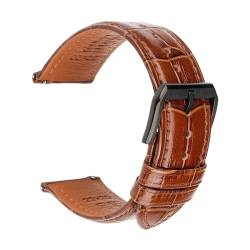Jeniko Mode Braun Schwarz Leder Uhrenarmband 18mm 20mm 22mm 24mm Männer Frauen Armband Schmetterling Schnalle Uhr Band Armband (Color : Dark Brown B, Size : 20mm) von MILNBJK