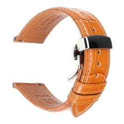 Jeniko Mode Braun Schwarz Leder Uhrenarmband 18mm 20mm 22mm 24mm Männer Frauen Armband Schmetterling Schnalle Uhr Band Armband (Color : LB Butterfly S, Size : 21mm) von MILNBJK