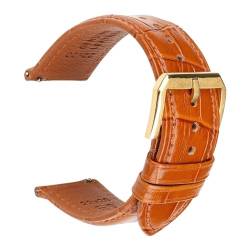 Jeniko Mode Braun Schwarz Leder Uhrenarmband 18mm 20mm 22mm 24mm Männer Frauen Armband Schmetterling Schnalle Uhr Band Armband (Color : Light Brown G, Size : 24mm) von MILNBJK