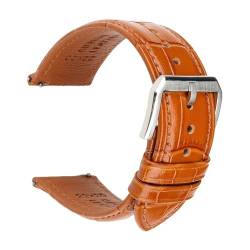 Jeniko Mode Braun Schwarz Leder Uhrenarmband 18mm 20mm 22mm 24mm Männer Frauen Armband Schmetterling Schnalle Uhr Band Armband (Color : Light Brown S, Size : 21mm) von MILNBJK