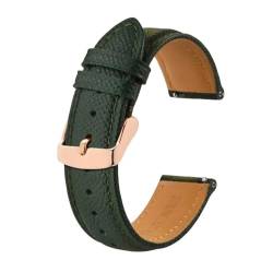 Jeniko Uhrenarmbänder, Schnellverschluss, 18 Mm, 20 Mm, 22 Mm, Strukturiertes Leder-Uhrenarmband For Männer Und Frauen, Rosafarbenes Armband, Roségold-Schnalle ( Color : Green-rose gold , Size : 22mm von MILNBJK