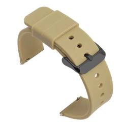 MILNBJK Jeniko 12mm 14mm 16mm 18mm 19mm 20mm 21mm 22mm 24mm Silikon Ersatz Uhrenarmband Gummi Sport Armband Armband (Color : Beige black buckle, Size : 14mm) von MILNBJK