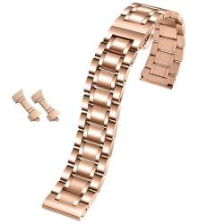 MILNBJK Jeniko 14 15 16 18 19 20 21 22 23 24 mm Uhrenarmband, kompatibel mit Männern und Frauen. Geeigneter Edelstahl mit gebogenen Armband-Zubehörbändern (Color : Rose gold, Size : 24mm) von MILNBJK