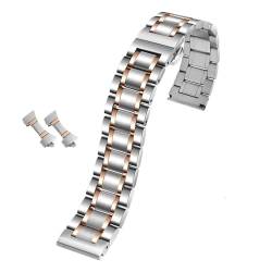 MILNBJK Jeniko 14 15 16 18 19 20 21 22 23 24 mm Uhrenarmband, kompatibel mit Männern und Frauen. Geeigneter Edelstahl mit gebogenen Armband-Zubehörbändern (Color : Silver rose gold, Size : 15mm) von MILNBJK