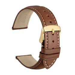 MILNBJK Jeniko Armband Aus Kalbsleder, Weiches Material, 16 Mm, 18 Mm, 19 Mm, 20 Mm, 21 Mm, 22 Mm, 23 Mm, 24 Mm, Goldene Schnalle (Color : Cinnamon Brown-S, Size : 20mm) von MILNBJK